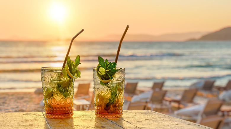 rum drink on beach