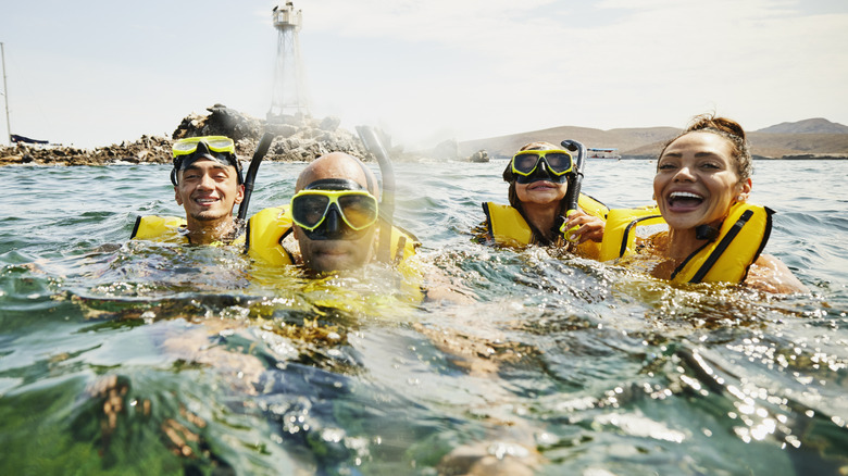 family snorkeling