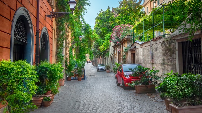 Via Margutta lined with greenery in Rome, Italy