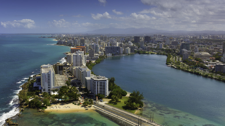 San Juan City with coastal, bay, and buildings