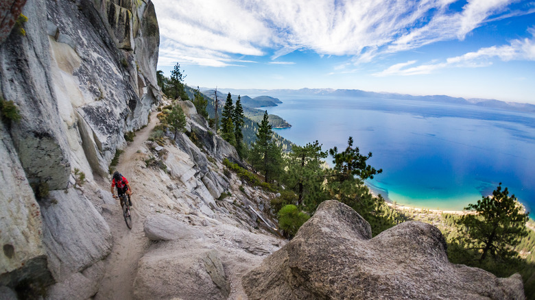 Biker on Tahoe's Flume Trail