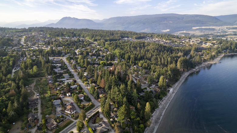 Aerial view of Sechelt on Sunshine Coast