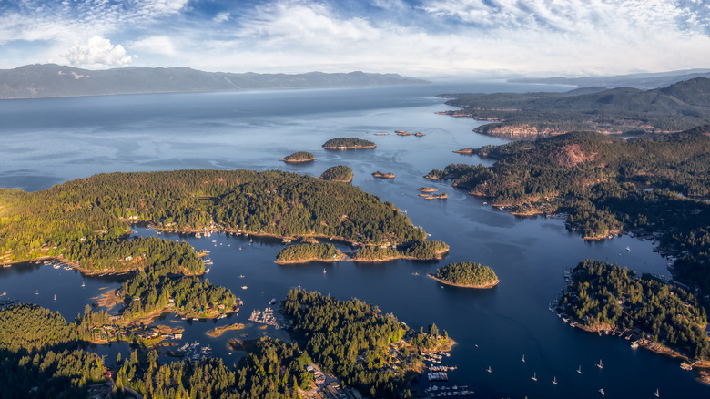 Aerial view of islands on the Sunshine Coast