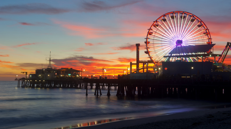 Santa Monica pier at night