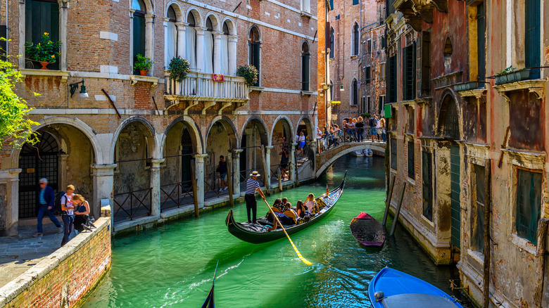 gondola on a canal in Venice, Italy