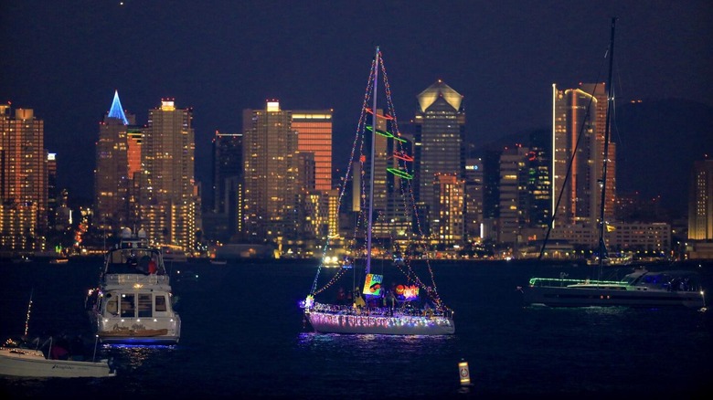 Lit-up boat San Diego Bay