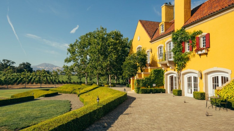 The exterior of the Jordan Winery Chateau