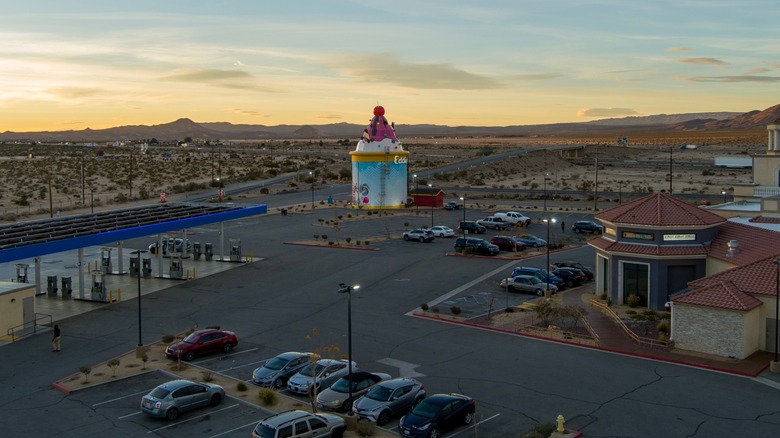 Giant ice cream amid desert