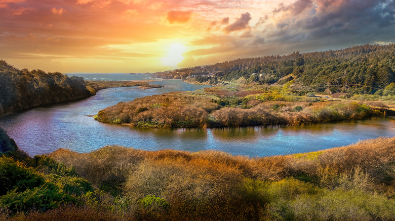 A sweeping view of Gualala River at sunset