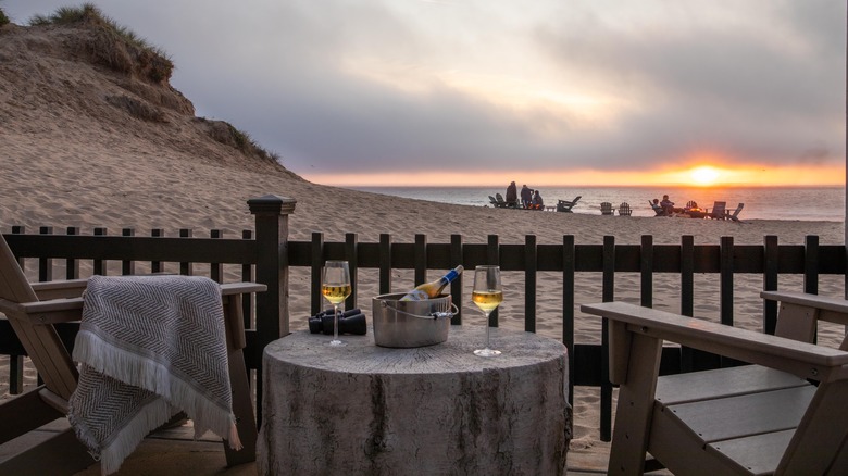 Patio at The Sanctuary Beach Resort overlooking beach