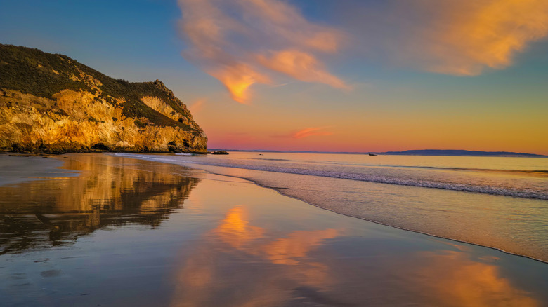 Beach of Avila Beach at sunset