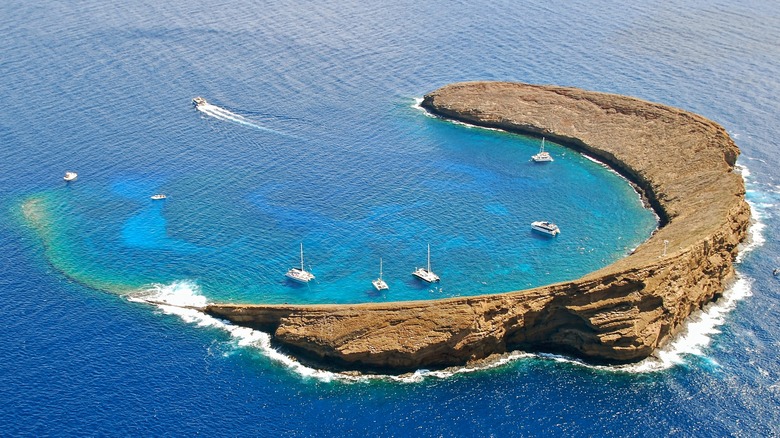 Aerial view of Molokini Crater