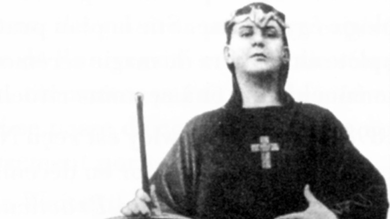 Aleister Crowley looking ominous in occult garb