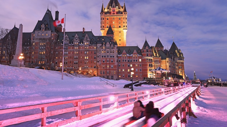 Québec City's toboggan slide in the evening