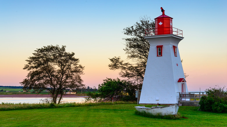 Red and white lighthouse on Prince Edward Island, Canada