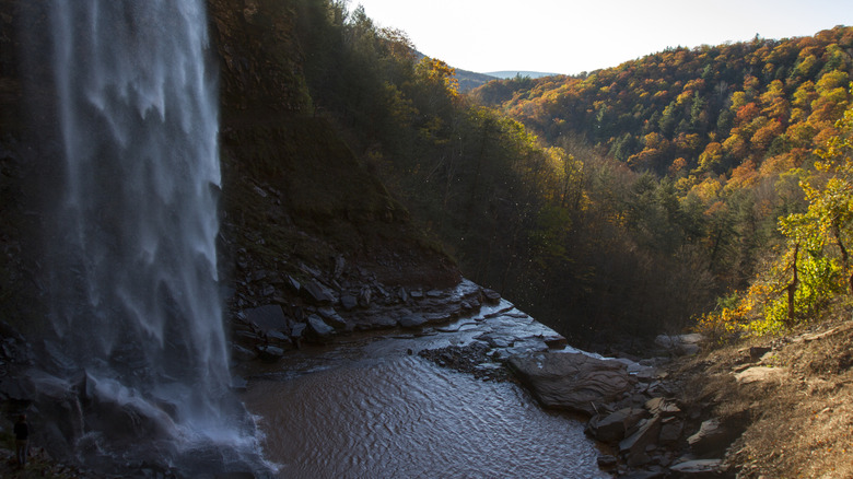 A view of the Kaaterskill Falls in the Catskill Mountains in New York