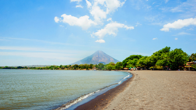 Beach on Ometepe Island, Nicaragua, with the Concepción volcano in the background