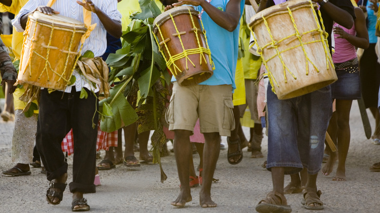 Drummers parading on Garifuna Settlement Day