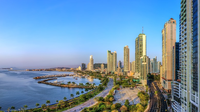 The coastline of the tropical Panama City, Panama.