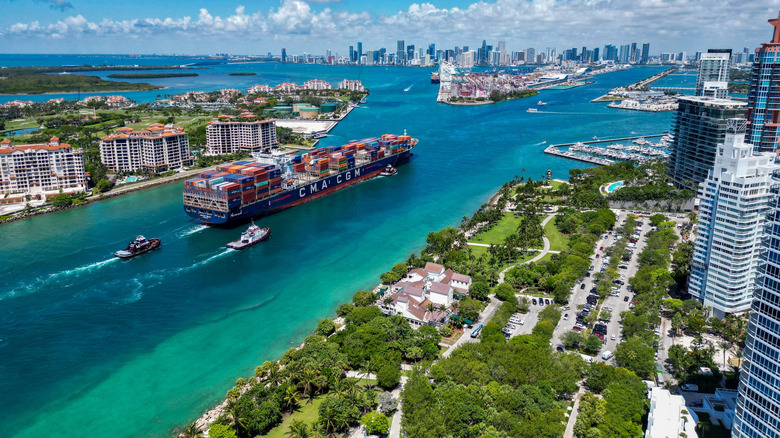 miami boats coast skyscrapers