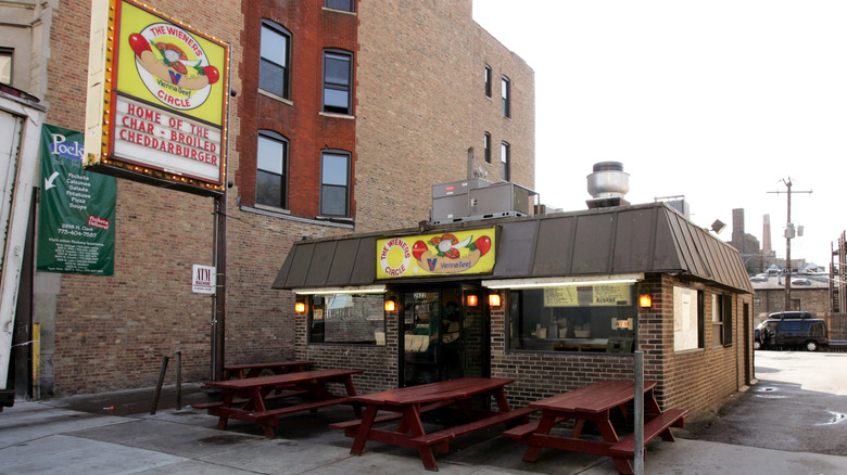 Exterior of The Wieners Circle in Chicago