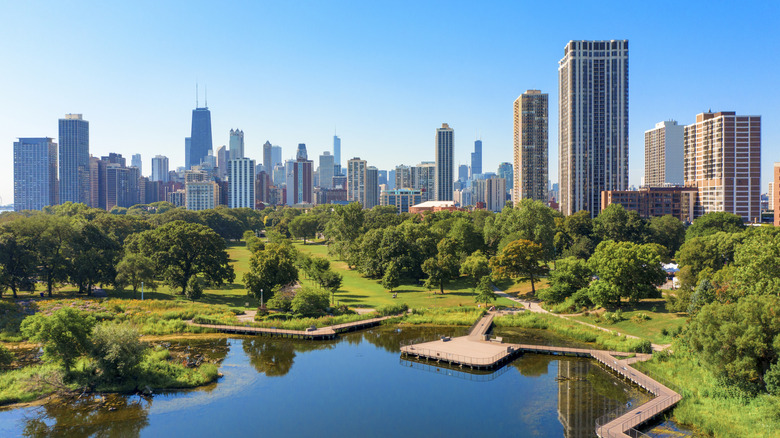 A pond at Lincoln Park in Chicago, Illinois