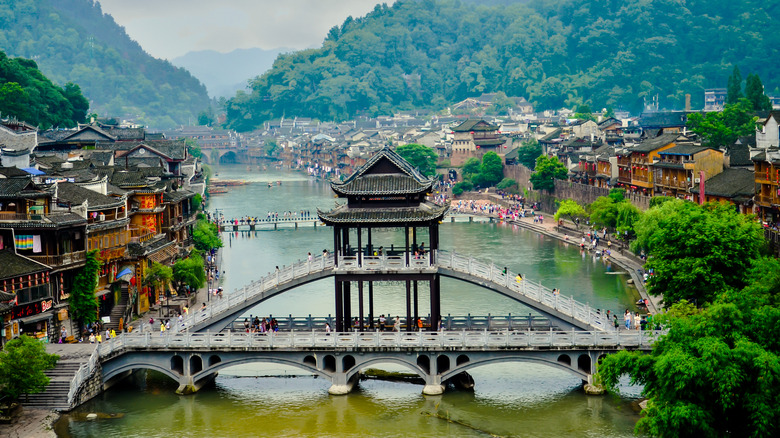 Bridge and town of Fenghuang Ancient City in Hunan, China