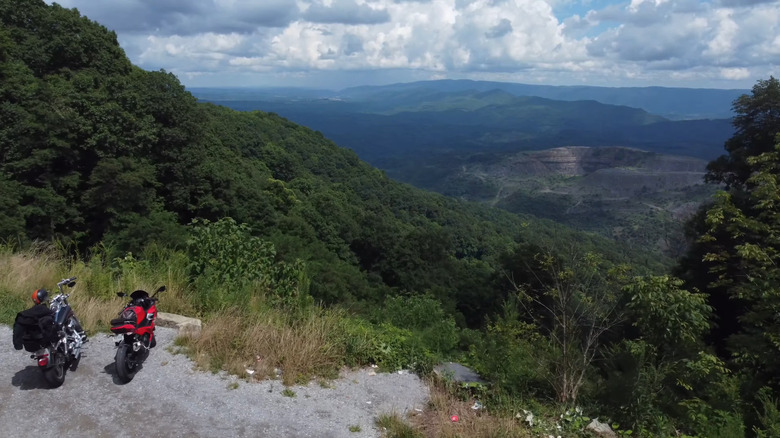 Motorcycles on Black Mountain peak