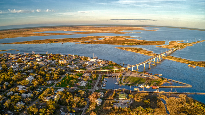 Aerial view of downtown Apalachicola, Florida