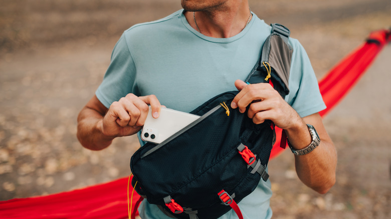 Man wearing fanny pack