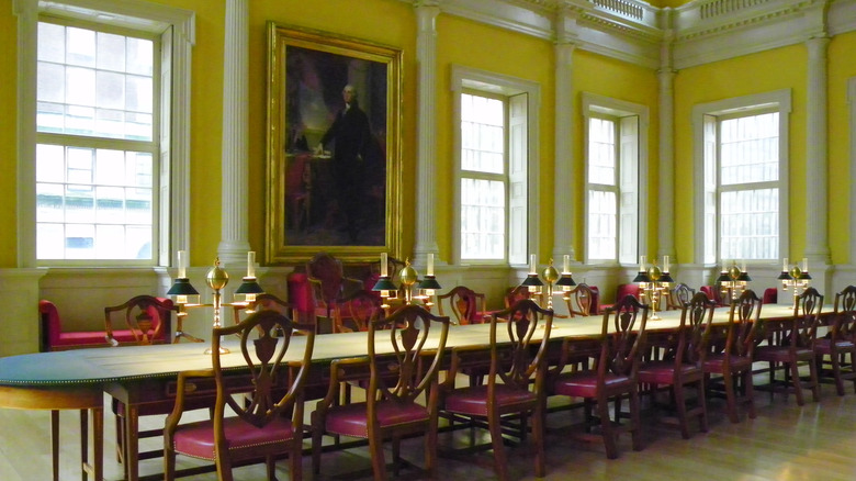 Senate chamber with George Washington portrait