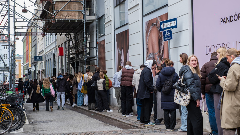 People queuing up on the streets of Copenhagen