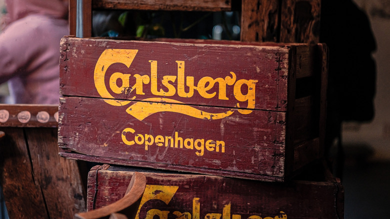 A crate of Carlsberg in a Copenhagen bar