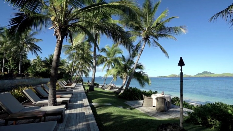 Tokoriki Island Resort daybeds overlooking water