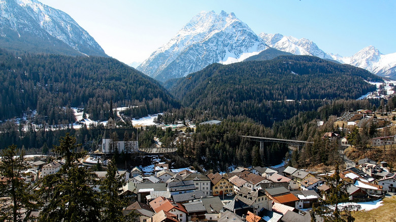 Scuol on a clear day