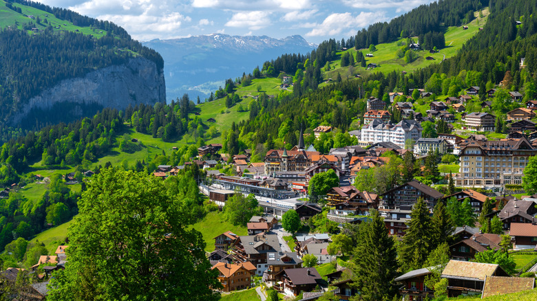 Wengen surrounded by mountains