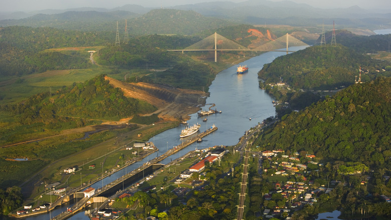 Aerial view of the Panama Canal