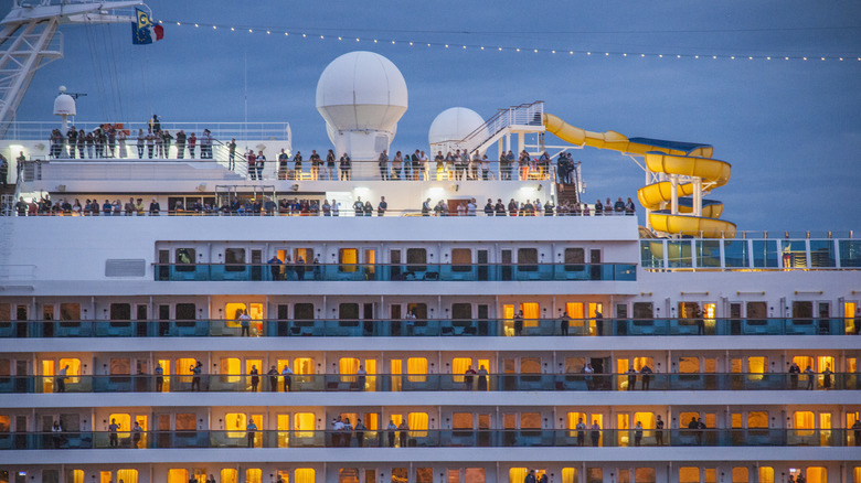 View of cruise ship rooms on the starboard side