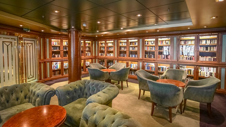 An empty cruise ship library