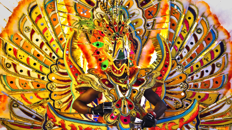 Man dressed in elaborate costume at Junkanoo