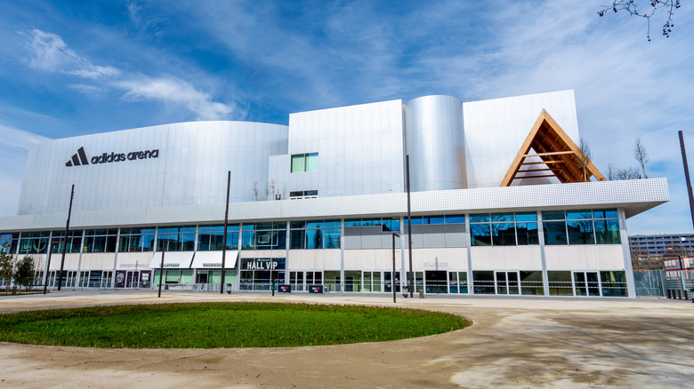 A front view of the Adidas Arena in La Chapelle, Paris