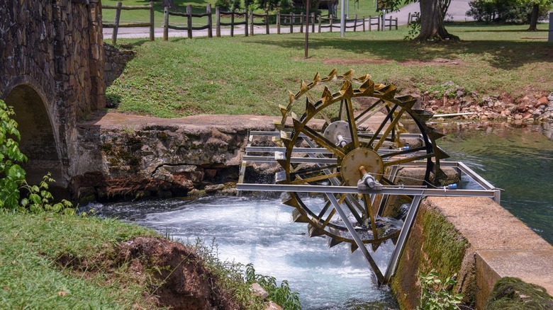 waterwheel over a river in Tuscumbia, Alabama