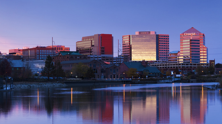 Downtown Wilmington, Delaware, at dusk