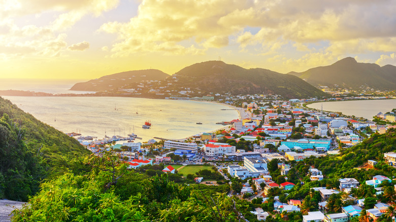 Aerial view of St. Maarten in the Caribbean