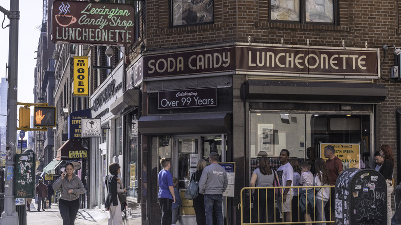 An exterior view of Lexington Candy Shop in New York City