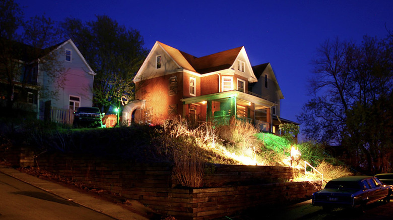 Trundle Manor near Pittsburgh illuminated at night