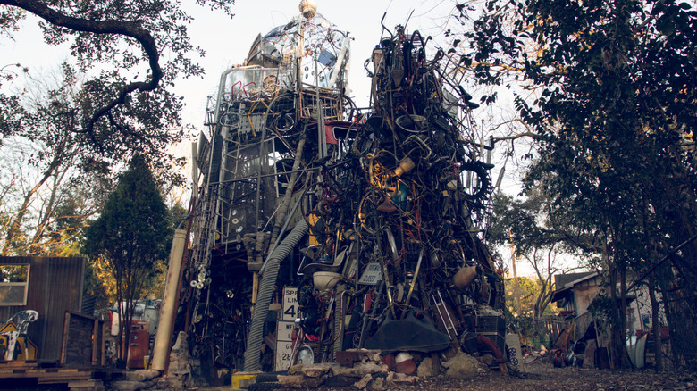 A building made of junk and folk art