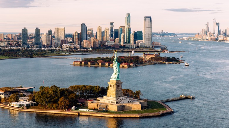 Statue of Liberty overlooking Manhattan