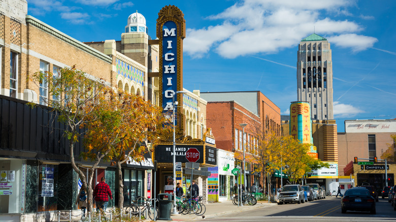 A street in downtown Ann Arbor.