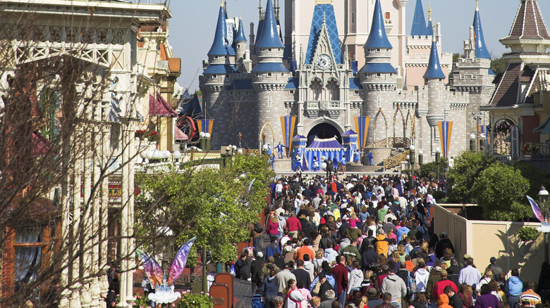 People entering Disneyland in California